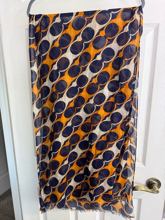 Coach Accessories - Coach Orange, Navy & Cream Scarf